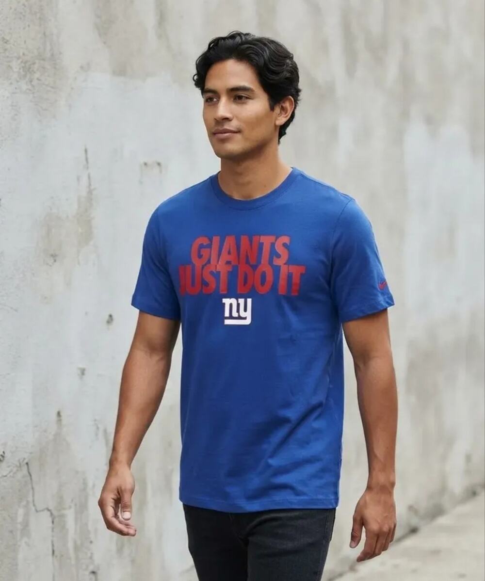 Nike NFL New York Giants Blue T Shirt Large L Just Do It Cotton Authentic